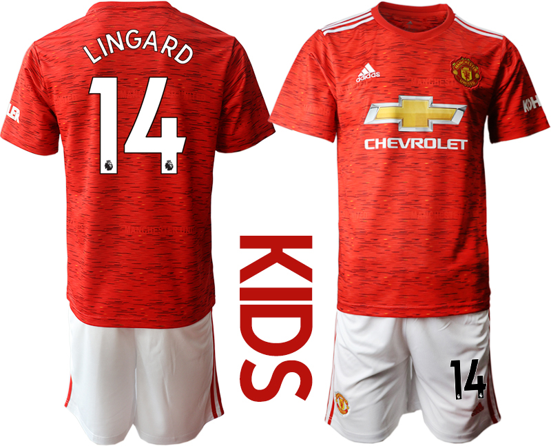 Youth 2020-2021 club Manchester United home #14 red Soccer Jerseys